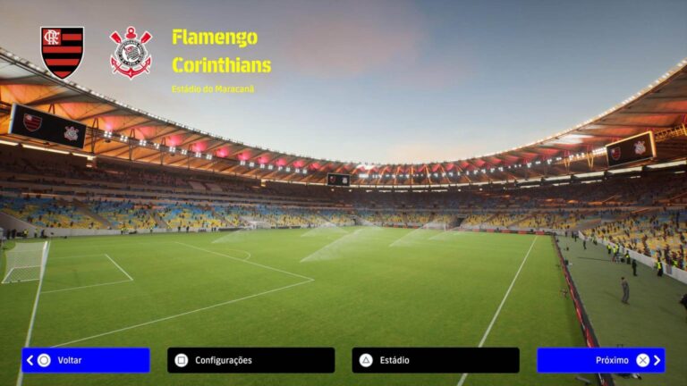 Veja Flamengo x Corinthians no Maracanã no eFootball de PS5