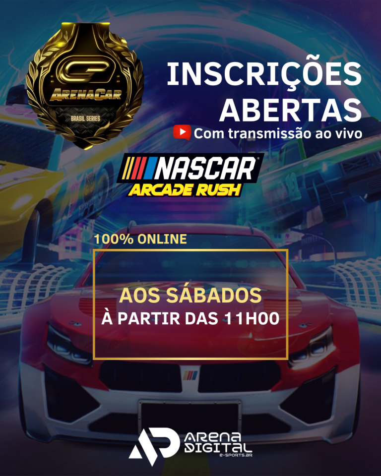 VOCÊ PODE SER O PRIMEIRO CAMPEÃO DA HISTÓRIA DO NASCAR ARCADE RUSH! INSCRIÇÕES ABERTAS PARA A ARENA CAR BRASIL SERIES 2025!