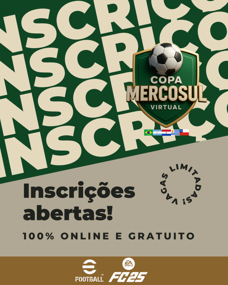 GUERRA CONTINENTAL: INSCRIÇÕES ABERTAS PARA A COPA MERCOSUL 2025 VAI DEFINIR O REI DO FUTEBOL VIRTUAL DA AMÉRICA DO SUL!