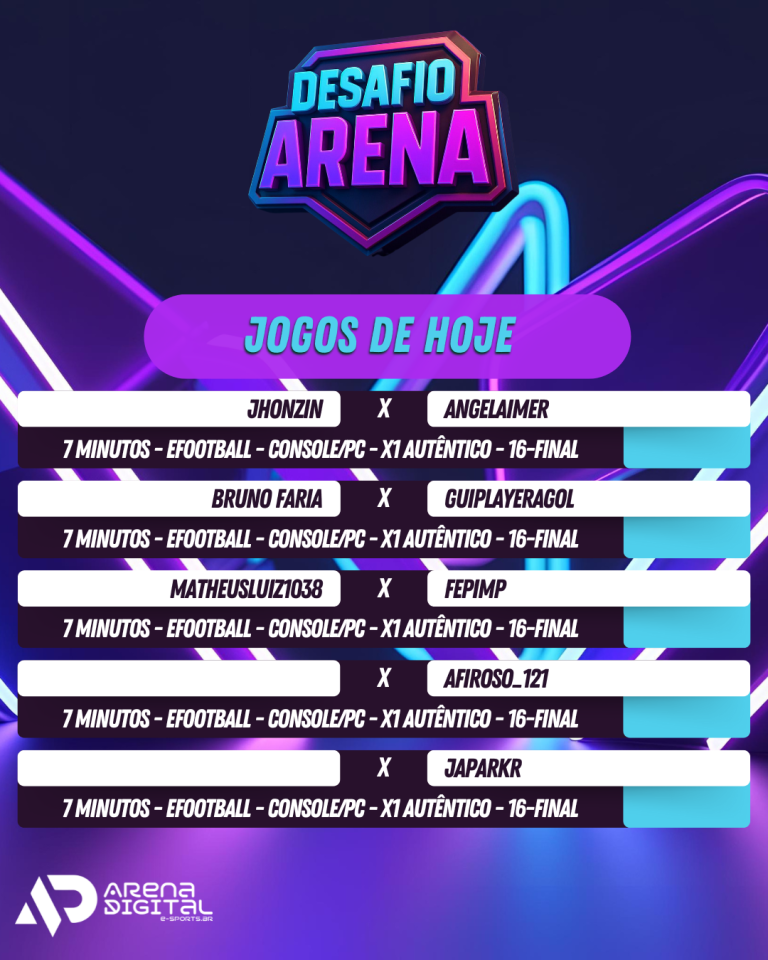 GUERRA NOS GRAMADOS: HOJE É DIA DE DESAFIO ARENA COM OS MELHORES CRAQUES DO EFOOTBALL NACIONAL!