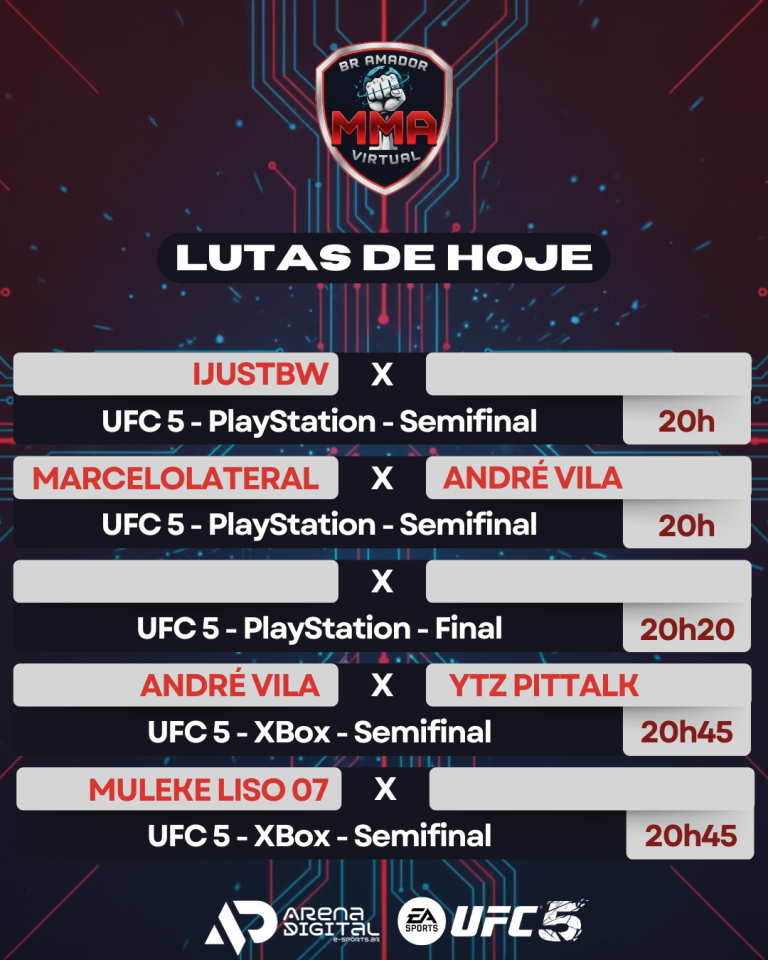 NÃO PISCA! AS LUTAS MAIS EXPLOSIVAS DO BR AMADOR DE MMA VIRTUAL ACONTECEM HOJE!