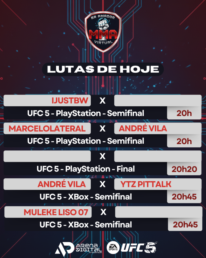 NÃO PISCA! AS LUTAS MAIS EXPLOSIVAS DO BR AMADOR DE MMA VIRTUAL ACONTECEM HOJE!