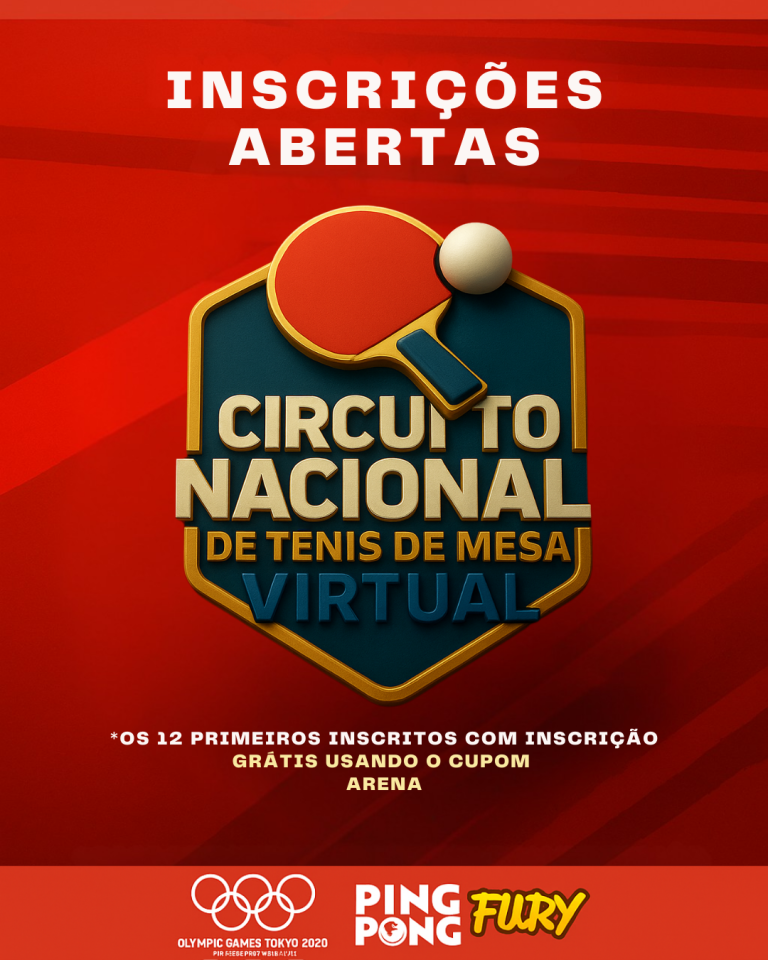 OS 12 PRIMEIROS VÃO DE GRAÇA: O CIRCUITO NACIONAL DE TÊNIS DE MESA VIRTUAL É A SUA CHANCE DE VIRAR LENDA!