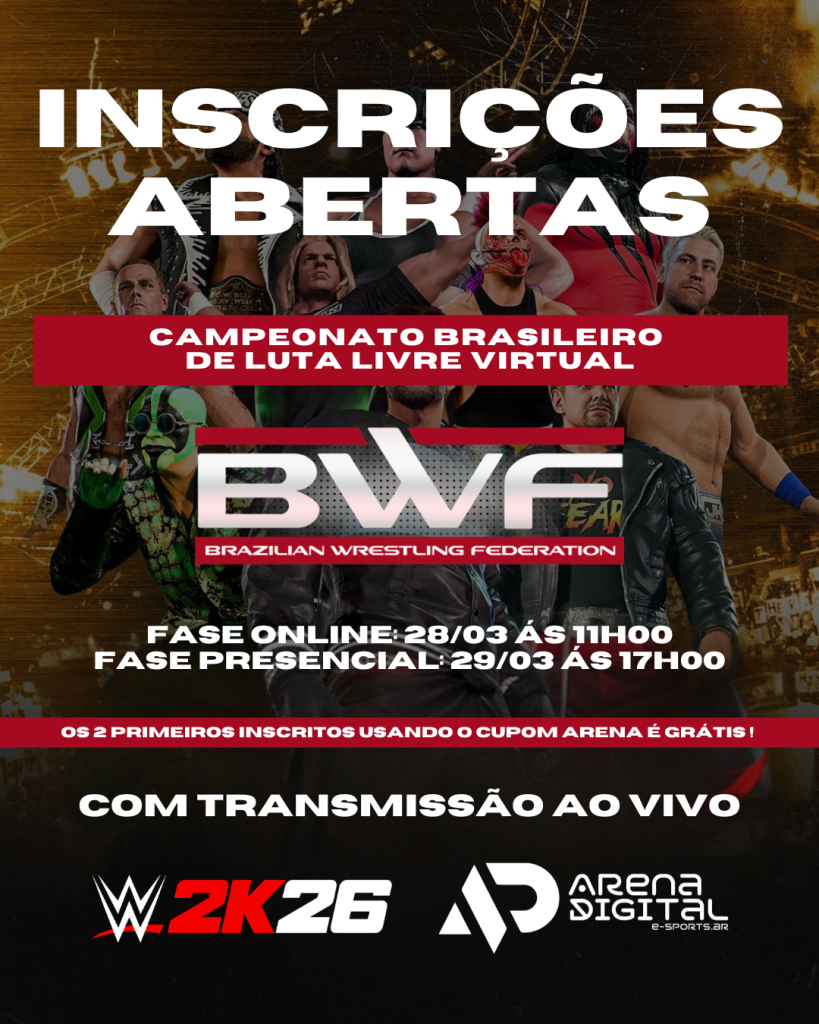 O CINTURÃO OFICIAL ESTÁ EM JOGO! INSCRIÇÕES ABERTAS PARA O BRASILEIRO DE LUTA LIVRE VIRTUAL BWF!